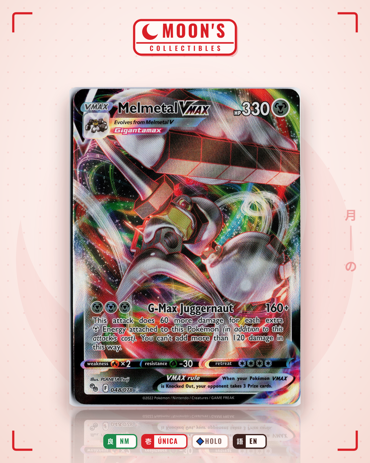 Carta Pokémon Melmetal VMAX · Pokémon GO #048/078 (NM) — pieza única en Moon's Collectibles México