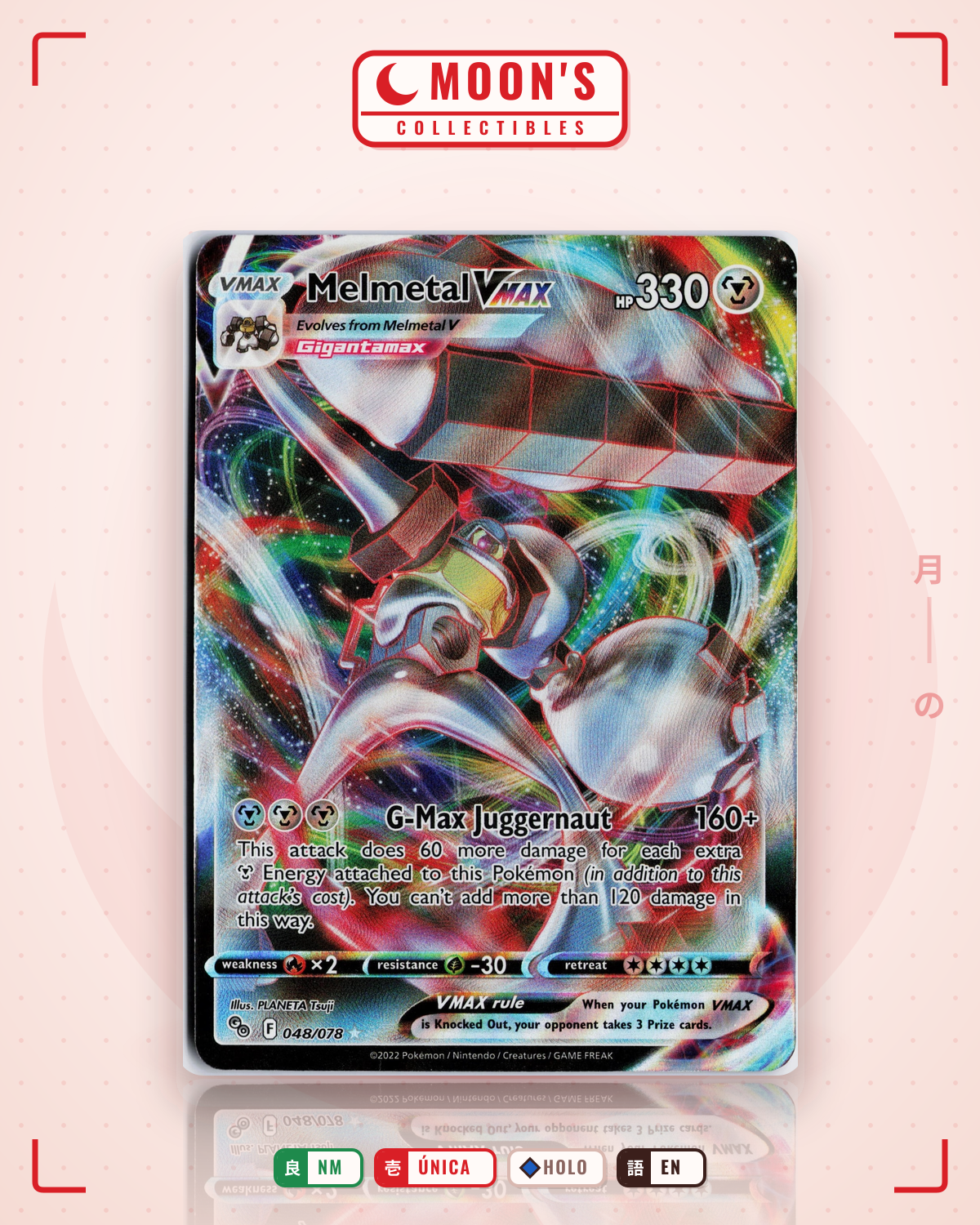Carta Pokémon Melmetal VMAX · Pokémon GO #048/078 (NM) — pieza única en Moon's Collectibles México