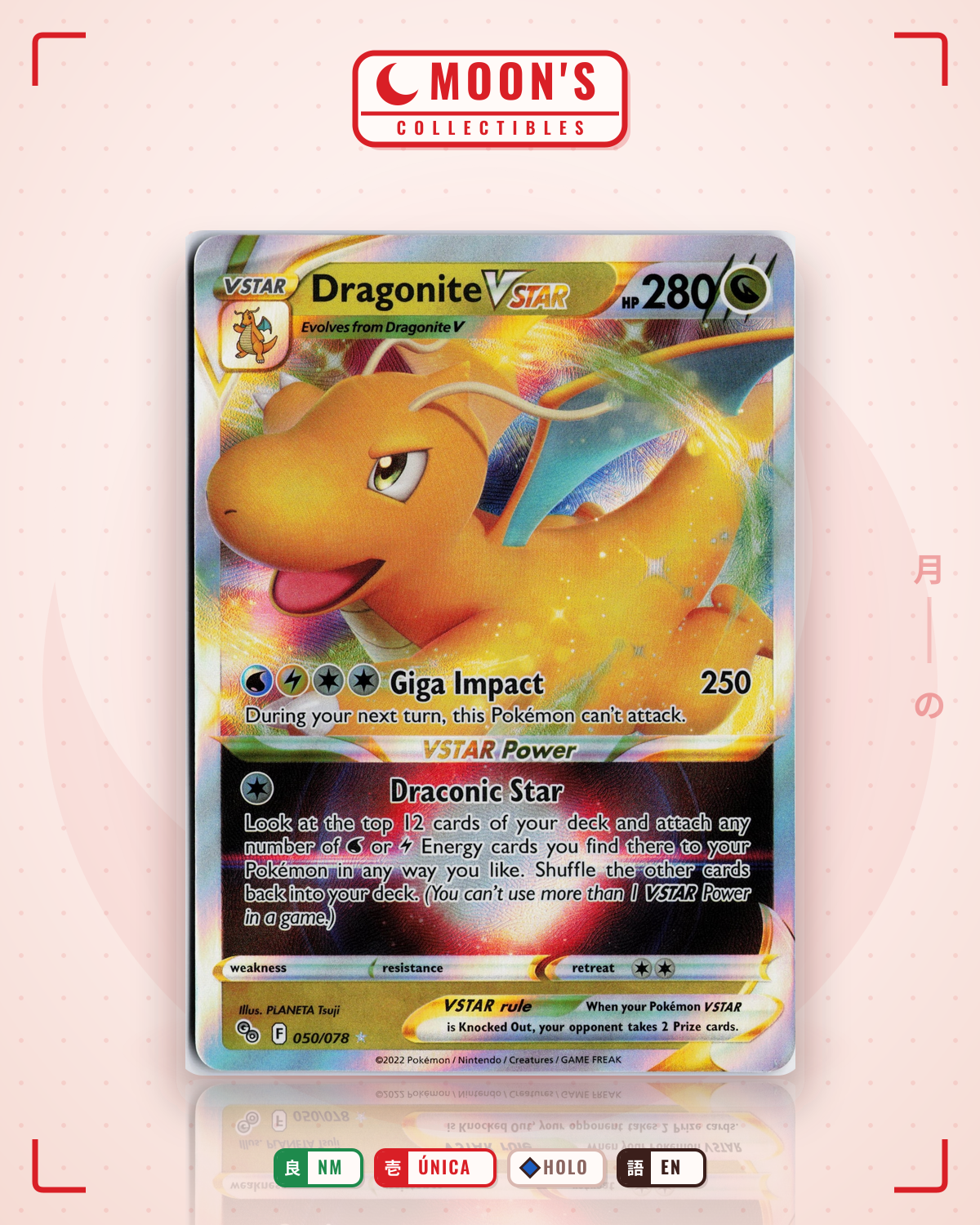 Carta Pokémon Dragonite VSTAR · Pokémon GO #050/078 (NM) — pieza única en Moon's Collectibles México
