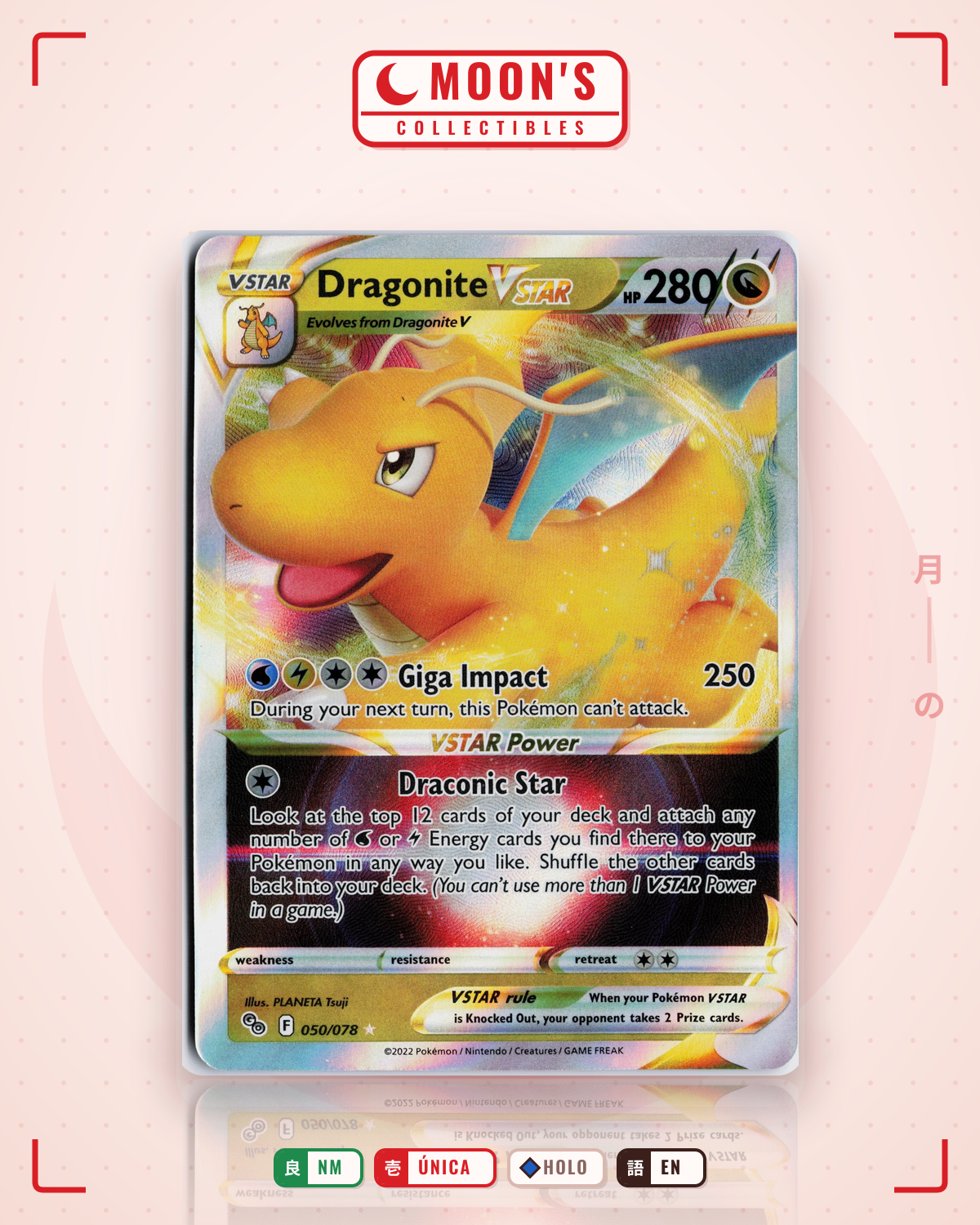 Carta Pokémon Dragonite VSTAR · Pokémon GO #050/078 (NM) — pieza única en Moon's Collectibles México