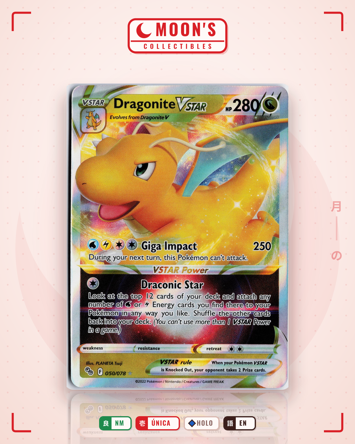 Carta Pokémon Dragonite VSTAR · Pokémon GO #050/078 (NM) — pieza única en Moon's Collectibles México