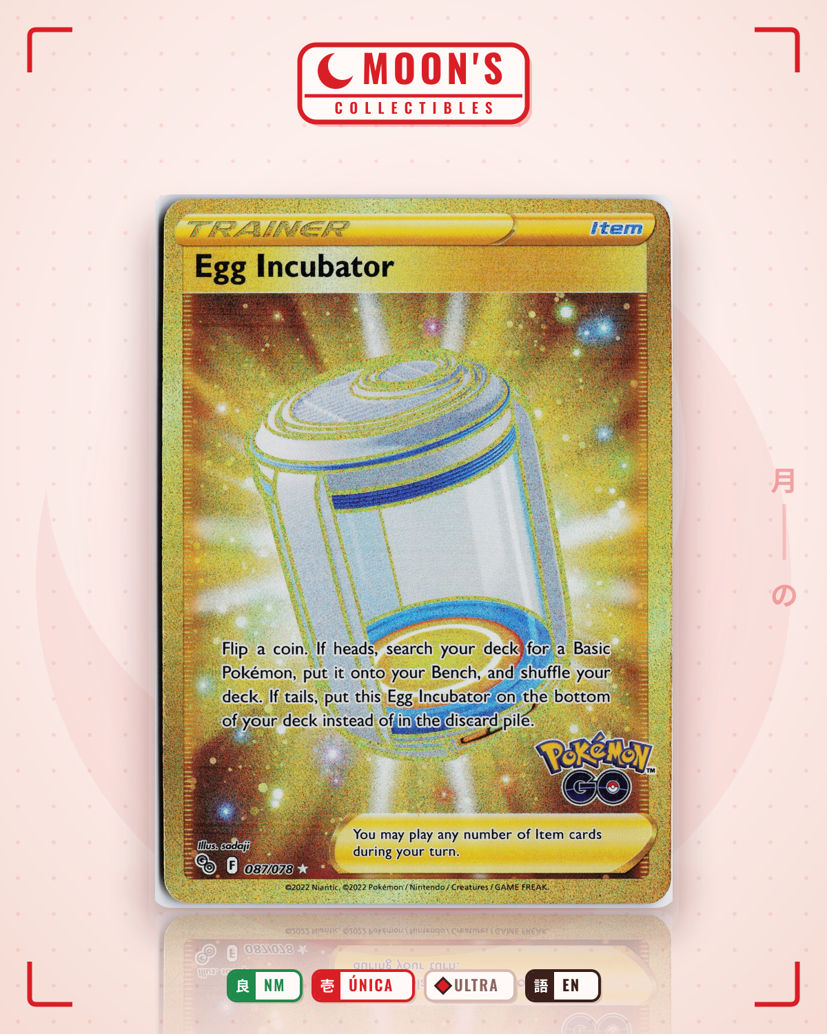 Carta Pokémon Egg Incubator · Pokémon GO #087/078 (NM) — pieza única en Moon's Collectibles México