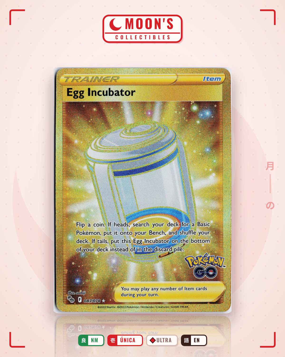 Carta Pokémon Egg Incubator · Pokémon GO #087/078 (NM) — pieza única en Moon's Collectibles México