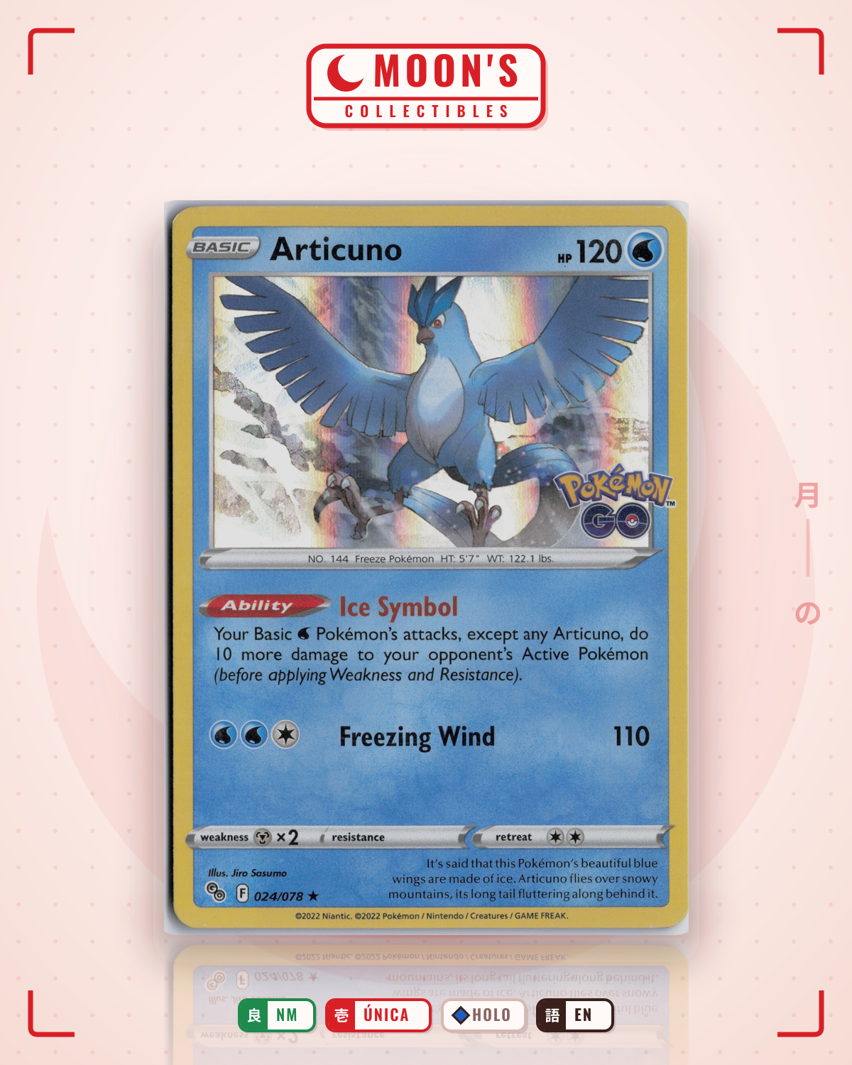 Carta Pokémon Articuno · Pokémon GO #024/078 (NM) — pieza única en Moon's Collectibles México