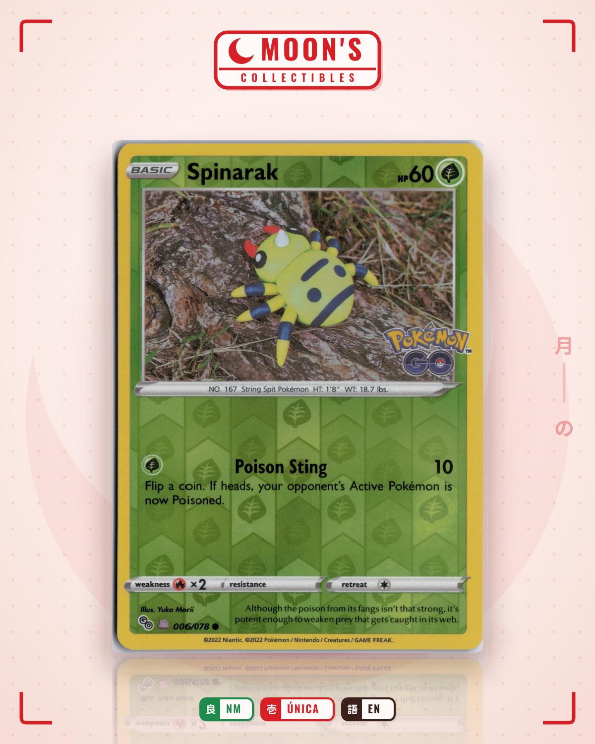 Carta Pokémon Spinarak · Pokémon GO #006/078 (NM) — pieza única en Moon's Collectibles México