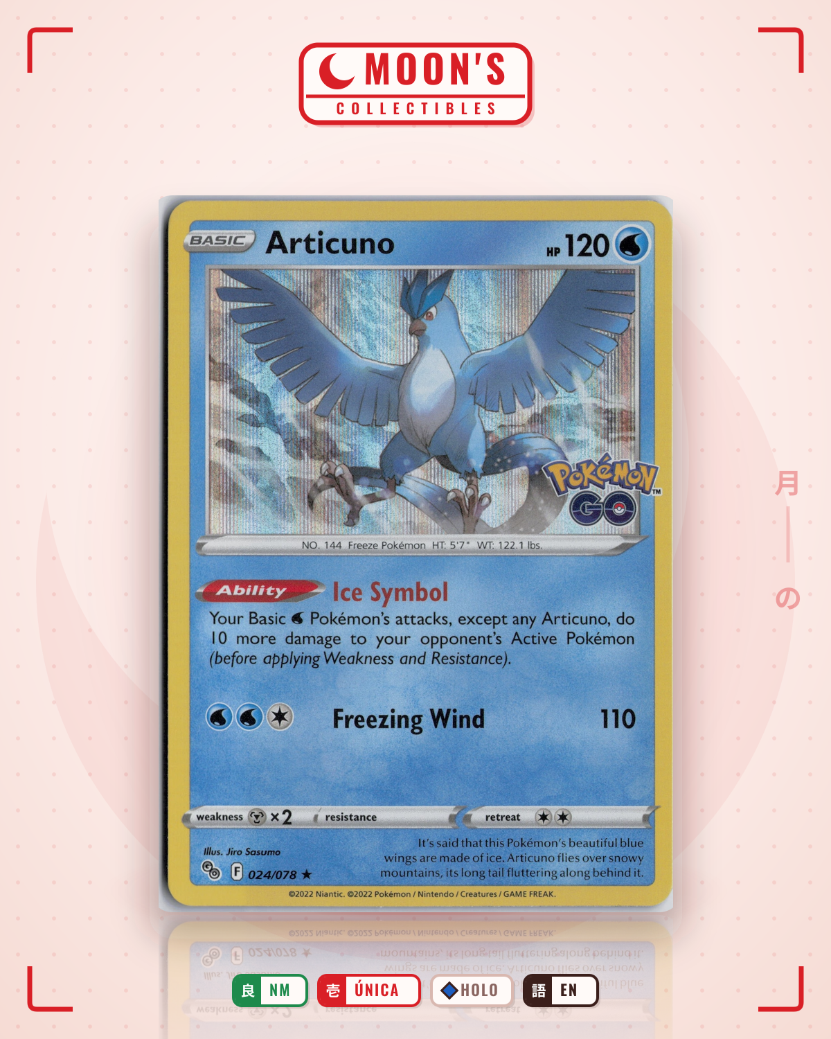 Carta Pokémon Articuno · Pokémon GO #024/078 (NM) — pieza única en Moon's Collectibles México