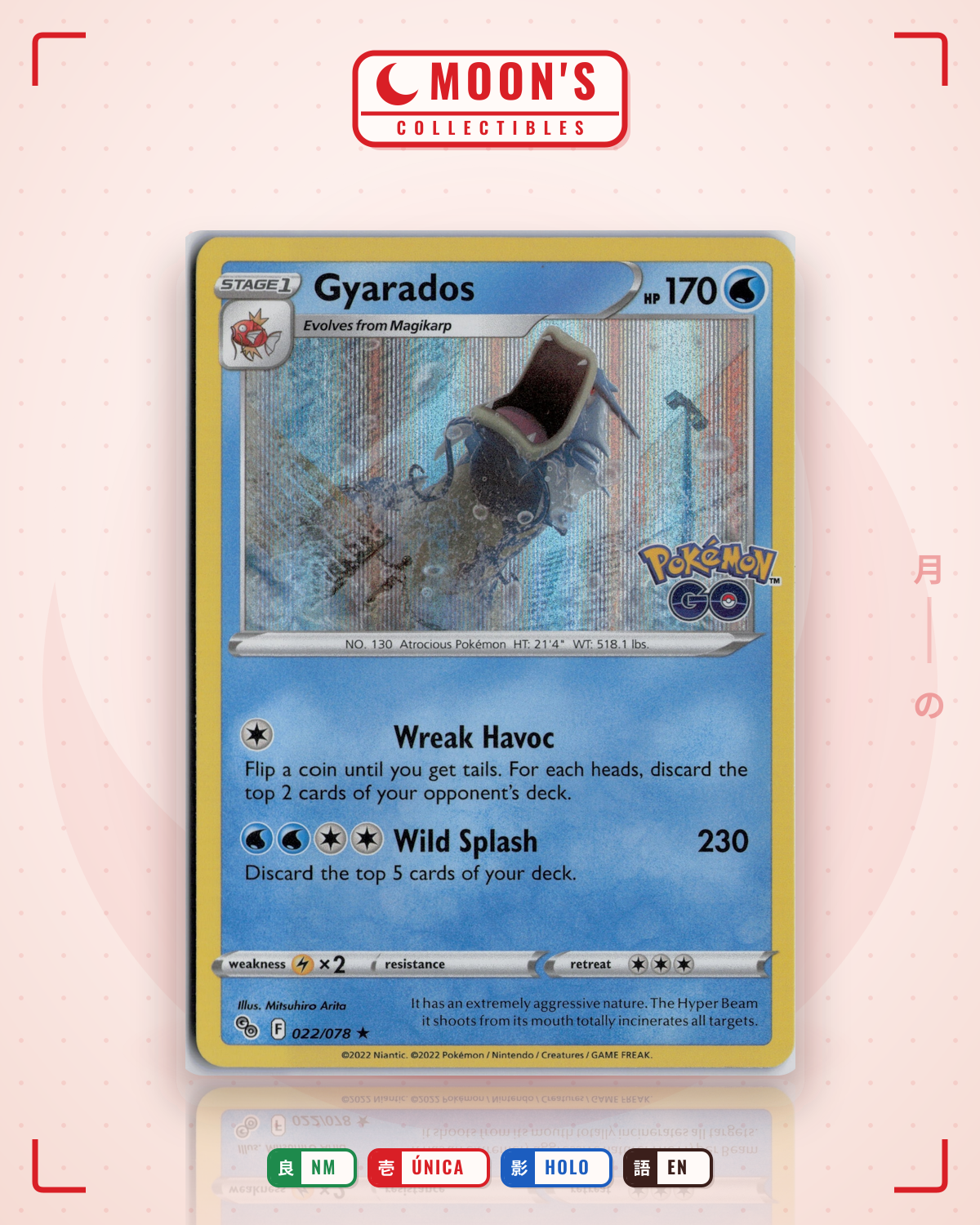 Carta Pokémon Gyarados · Pokémon GO #022/078 (NM) — pieza única en Moon's Collectibles México