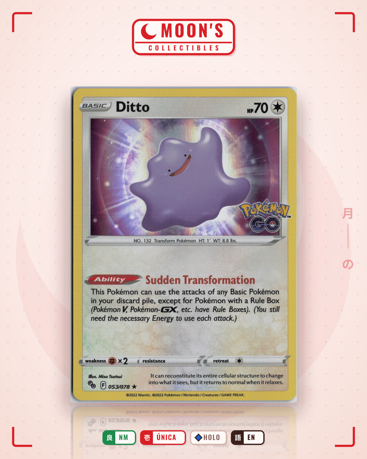 Carta Pokémon Ditto · Pokémon GO #053/078 (NM) — pieza única en Moon's Collectibles México
