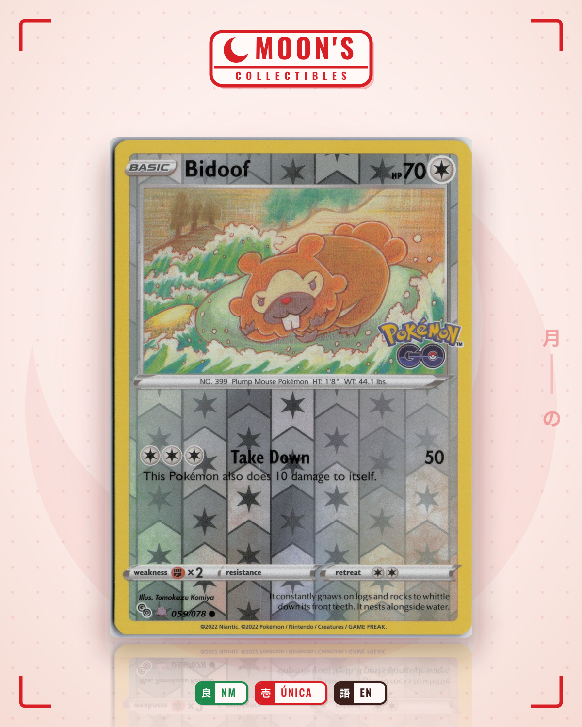 Carta Pokémon Bidoof · Pokémon GO #059/078 (NM) — pieza única en Moon's Collectibles México