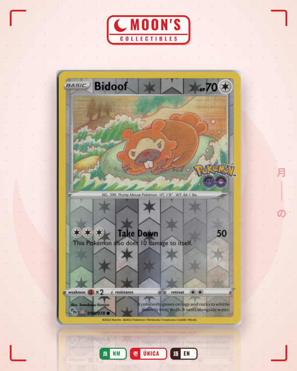 Carta Pokémon Bidoof · Pokémon GO #059/078 (NM) — pieza única en Moon's Collectibles México