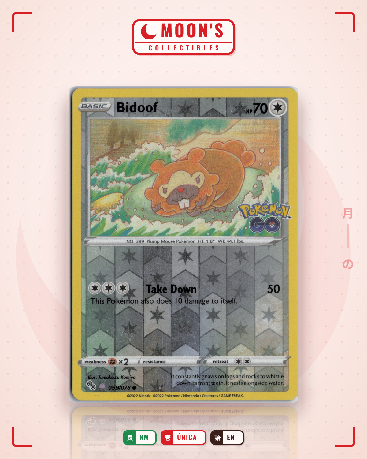 Carta Pokémon Bidoof · Pokémon GO #059/078 (NM) — pieza única en Moon's Collectibles México