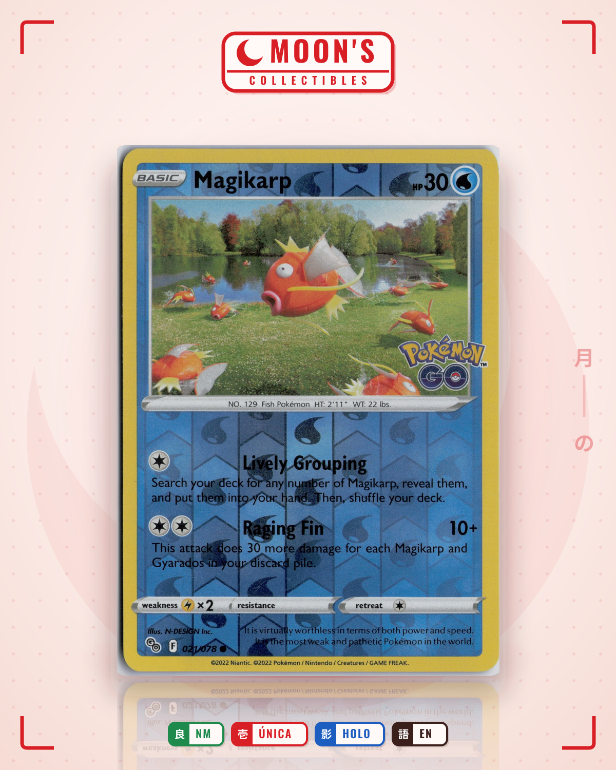 Carta Pokémon Magikarp · Pokémon GO #021/078 (NM) — pieza única en Moon's Collectibles México