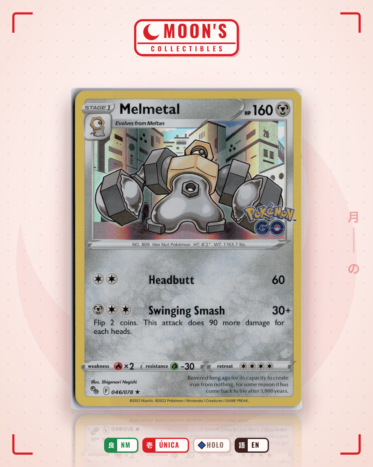 Carta Pokémon Melmetal · Pokémon GO #046/078 (NM) — pieza única en Moon's Collectibles México