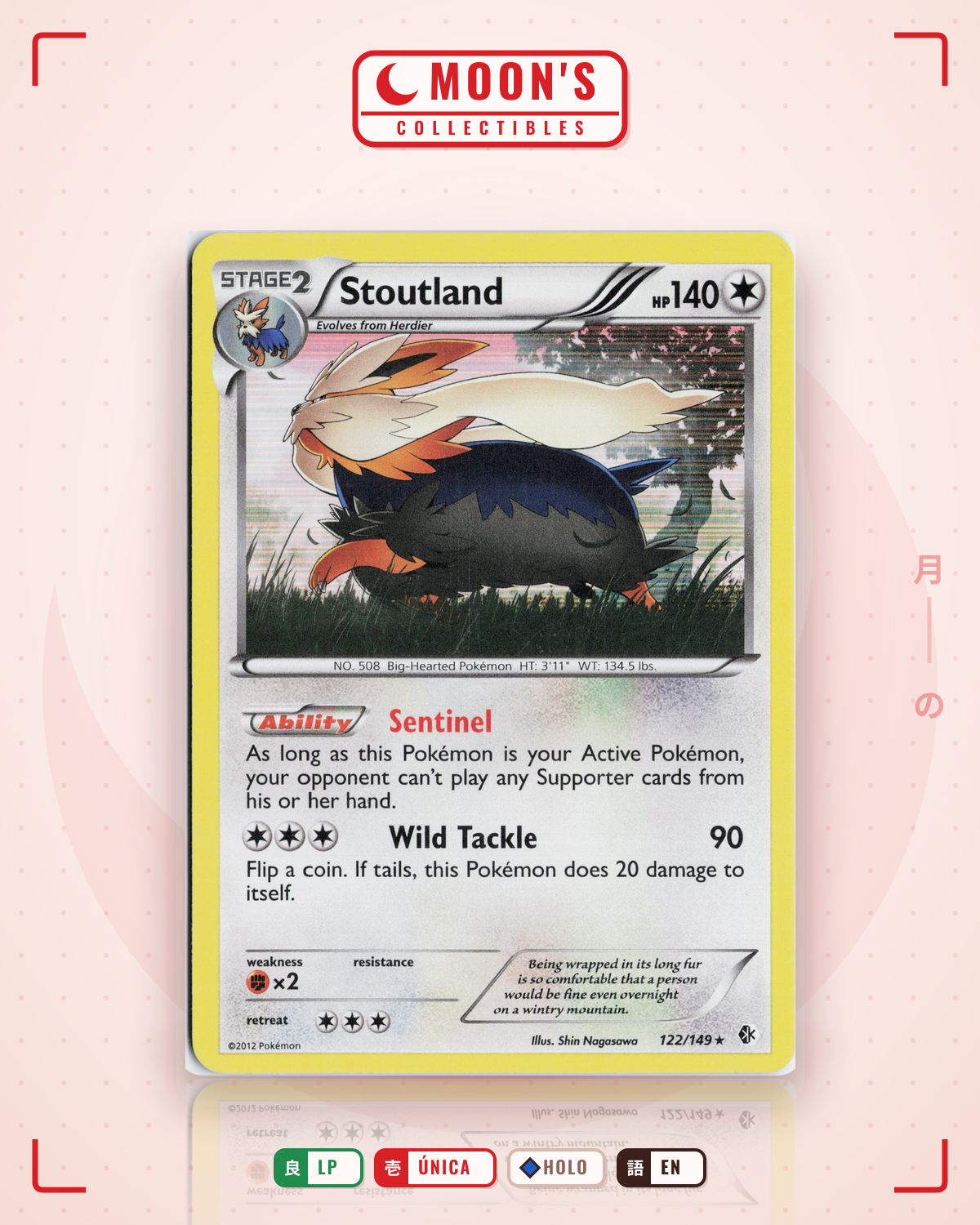 Carta Pokémon Stoutland · Boundaries Crossed #122/149 (LP) — pieza única en Moon's Collectibles México