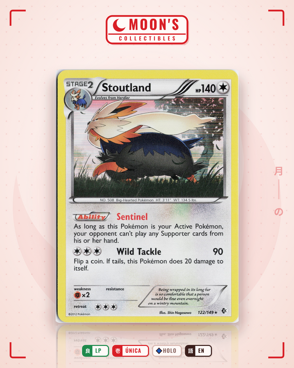 Carta Pokémon Stoutland · Boundaries Crossed #122/149 (LP) — pieza única en Moon's Collectibles México