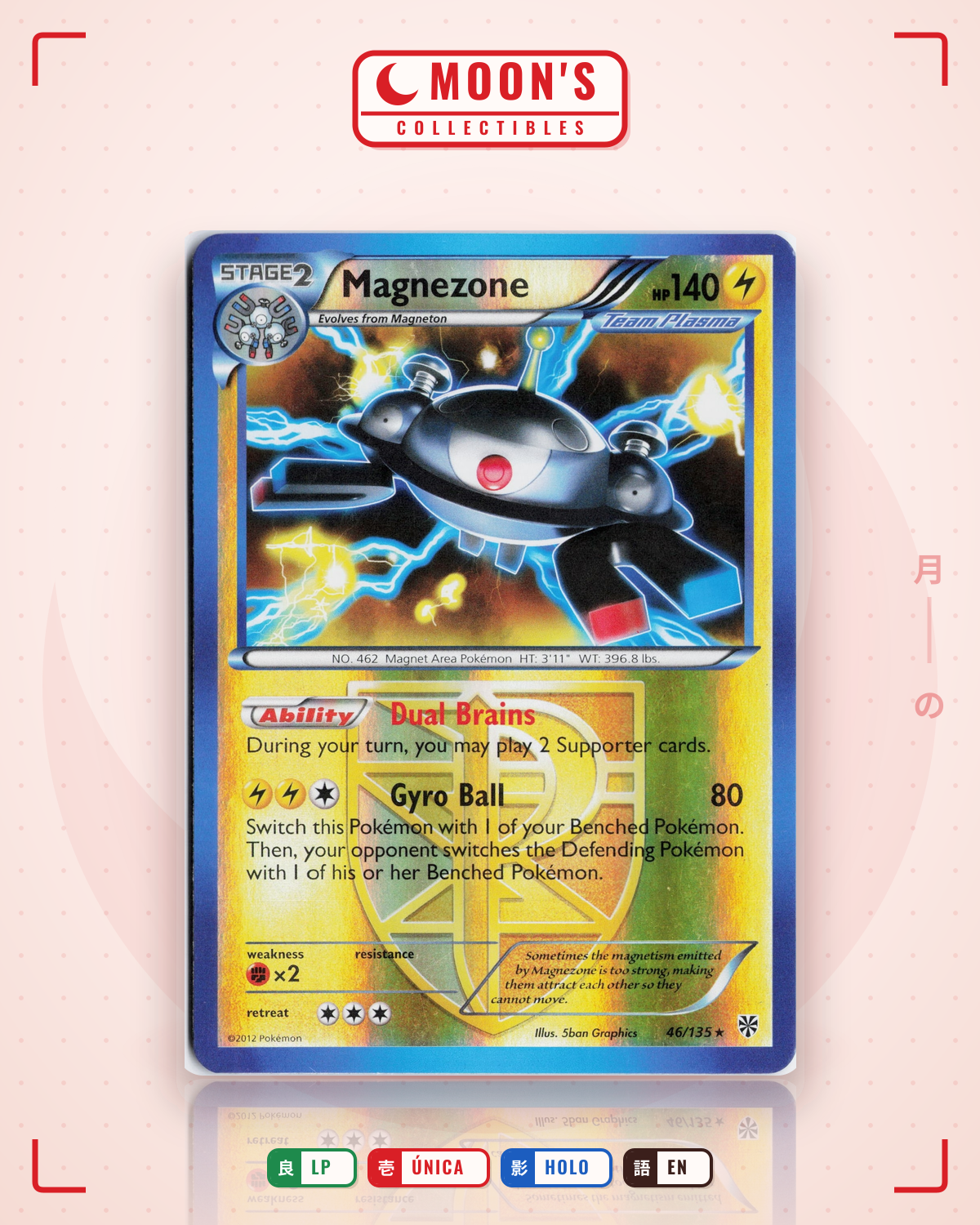 Carta Pokémon Magnezone · Plasma Storm #46/135 (LP) — pieza única en Moon's Collectibles México