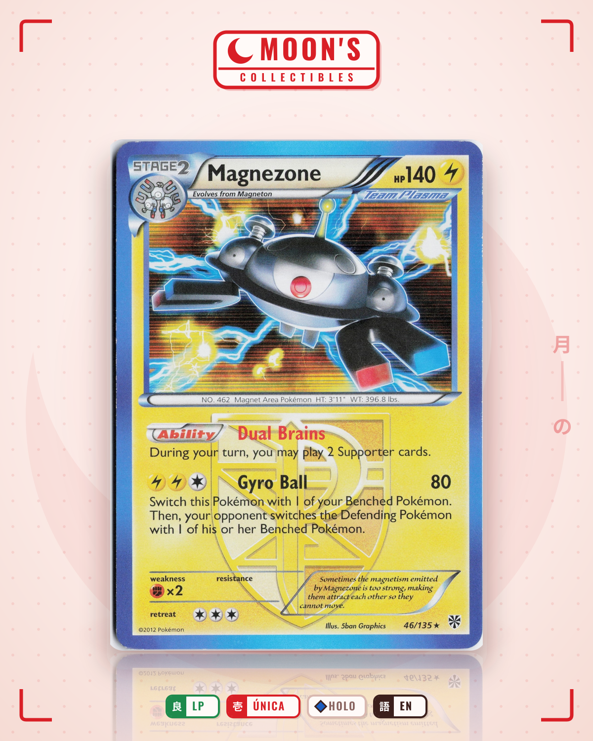Carta Pokémon Magnezone · Plasma Storm #46/135 (LP) — pieza única en Moon's Collectibles México