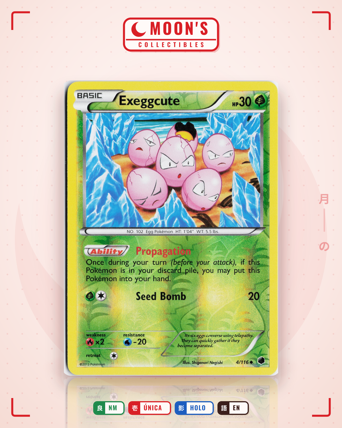 Carta Pokémon Exeggcute · Plasma Freeze #4/116 (NM) — pieza única en Moon's Collectibles México