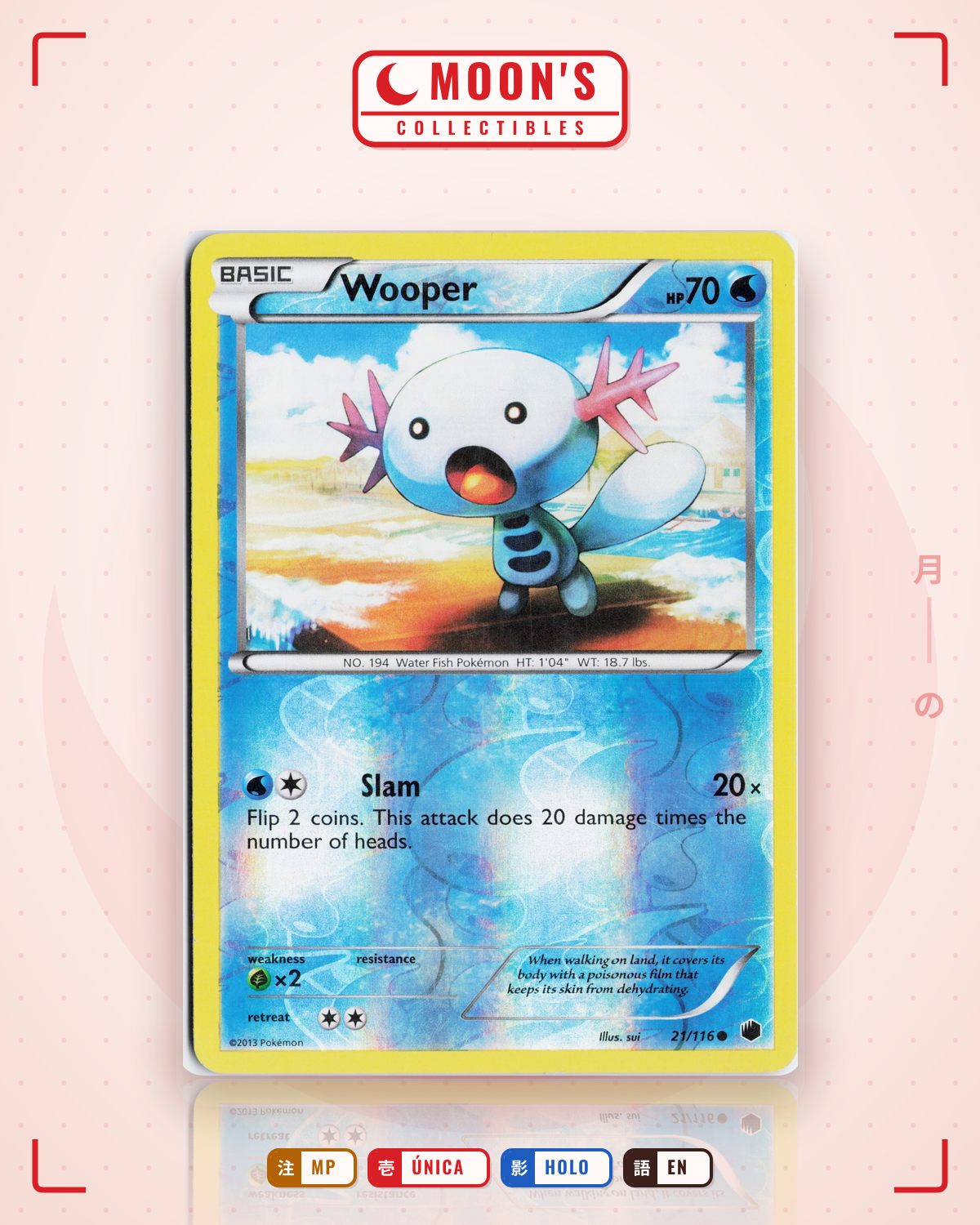 Carta Pokémon Wooper · Plasma Freeze #21/116 (MP) — pieza única en Moon's Collectibles México