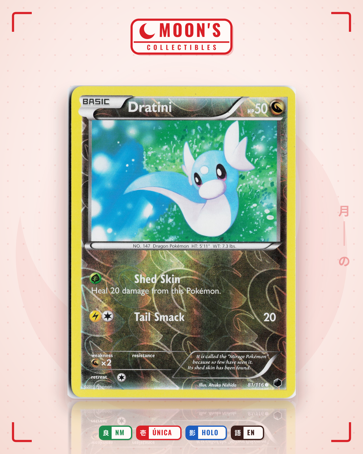 Carta Pokémon Dratini · Plasma Freeze #81/116 (NM) — pieza única en Moon's Collectibles México
