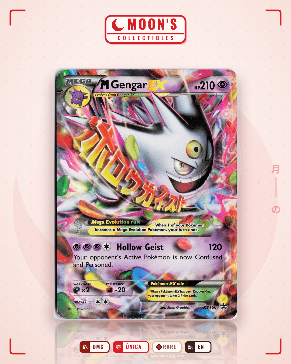 Carta Pokémon M Gengar-EX · XY Black Star Promos #XY166 (DMG) — pieza única en Moon's Collectibles México