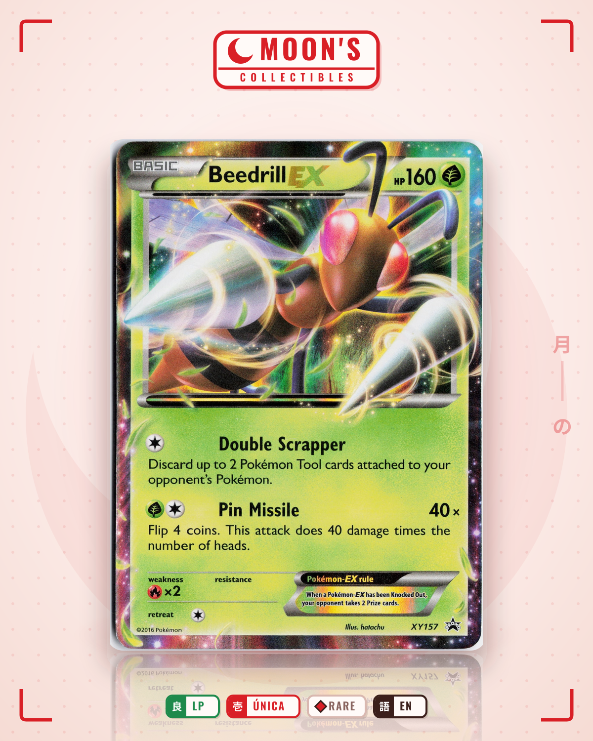Carta Pokémon Beedrill-EX · XY Black Star Promos #XY157 (LP) — pieza única en Moon's Collectibles México