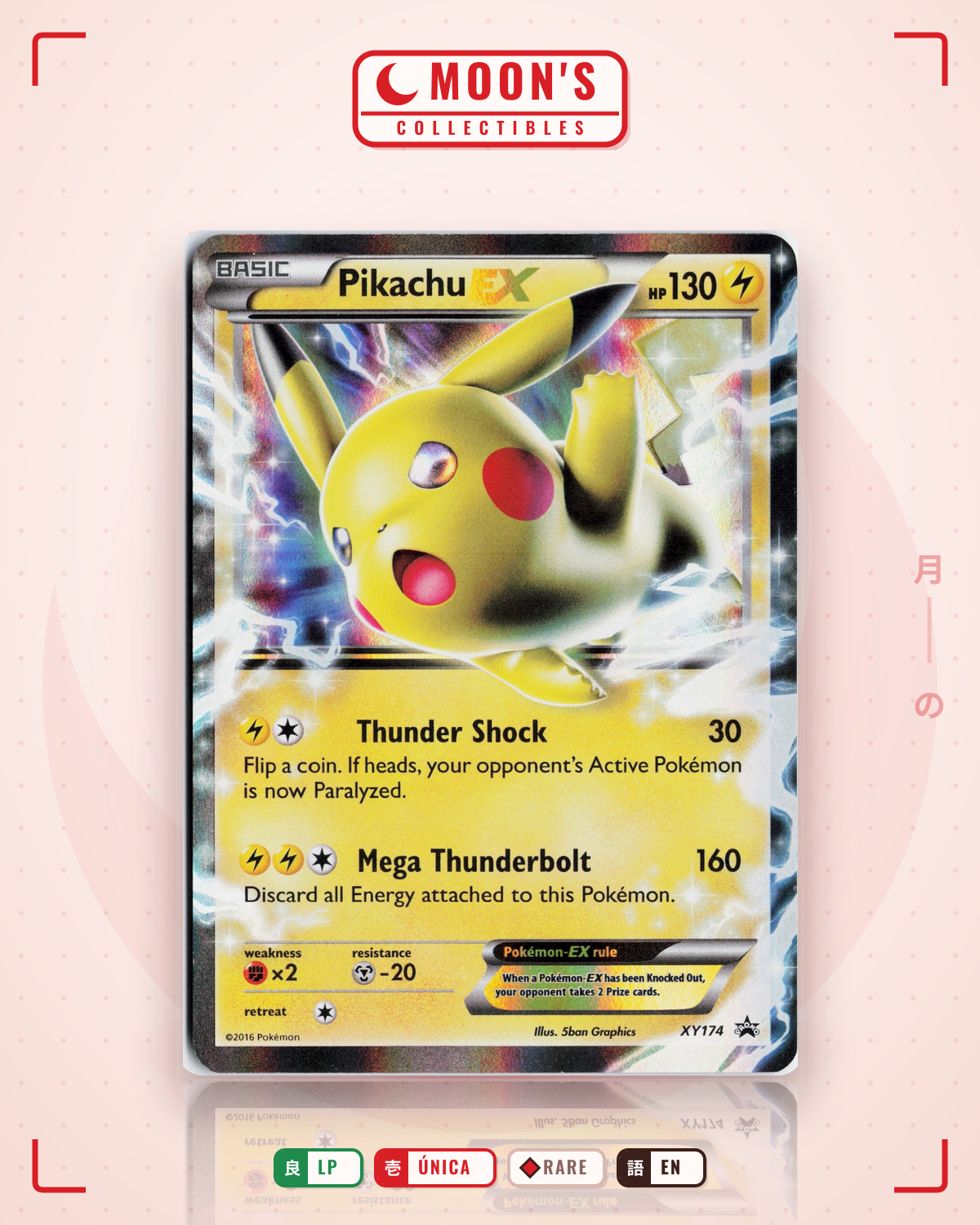 Carta Pokémon Pikachu-EX · XY Black Star Promos #XY174 (LP) — pieza única en Moon's Collectibles México