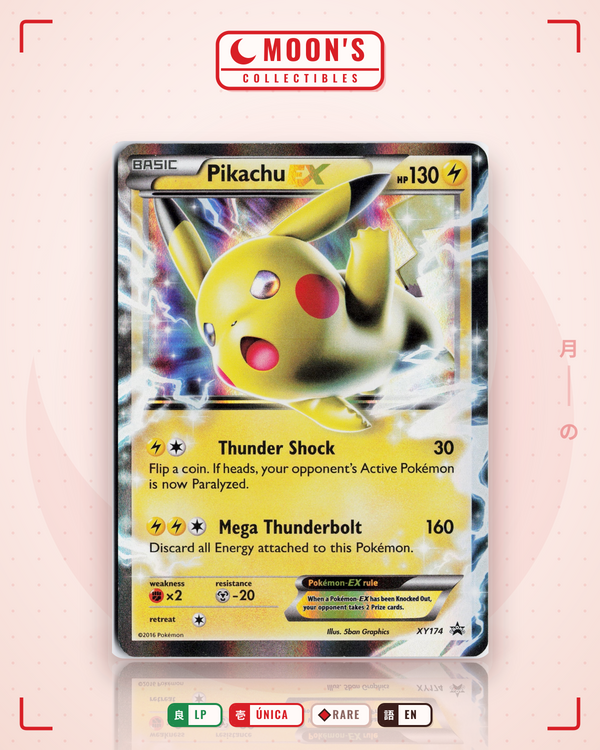Carta Pokémon Pikachu-EX · XY Black Star Promos #XY174 (LP) — pieza única en Moon's Collectibles México