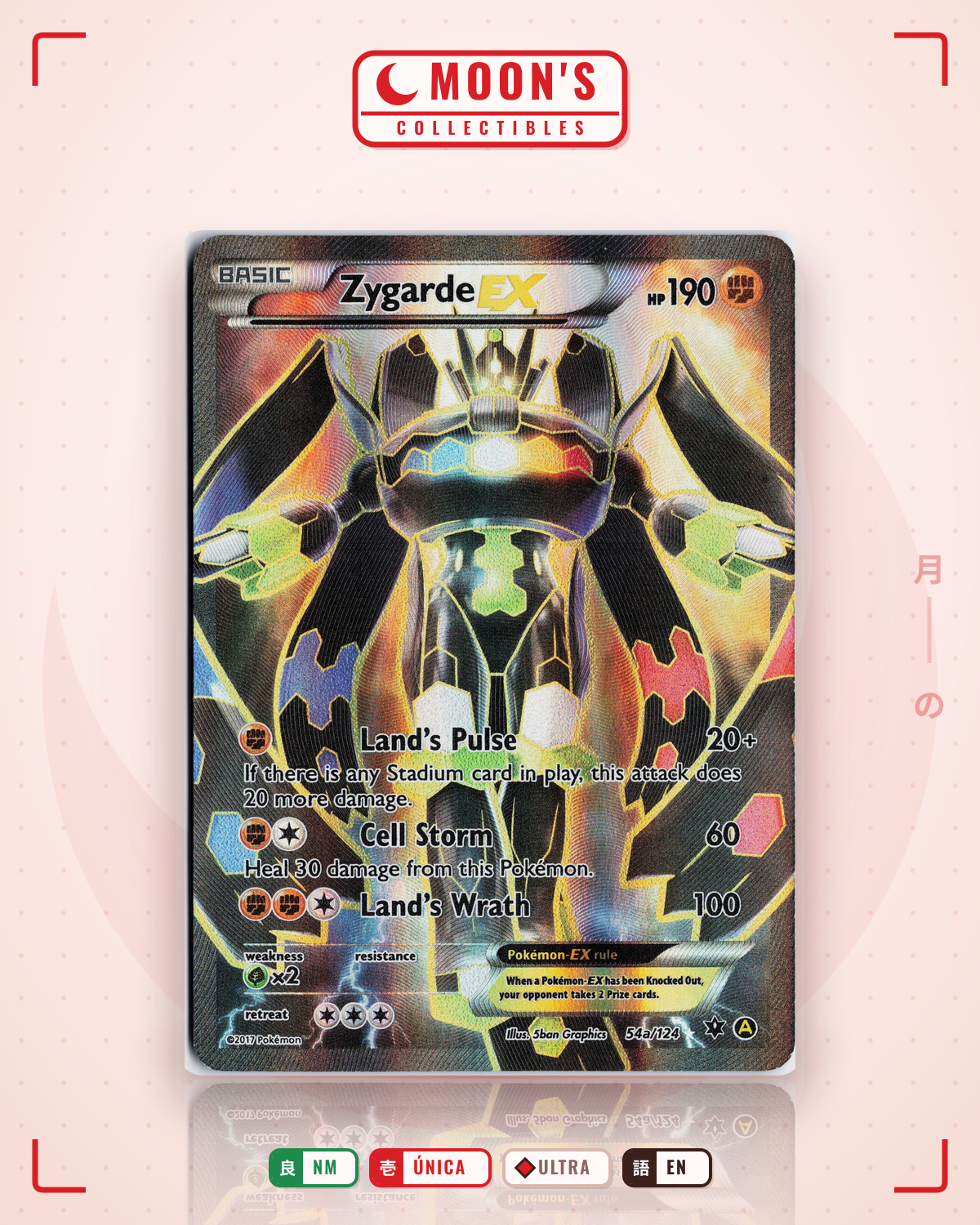 Carta Pokémon Zygarde-EX · Fates Collide #54a/124 (NM) — pieza única en Moon's Collectibles México
