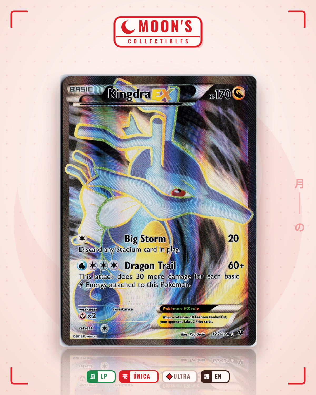 Carta Pokémon Kingdra-EX · Fates Collide #122/124 (LP) — pieza única en Moon's Collectibles México