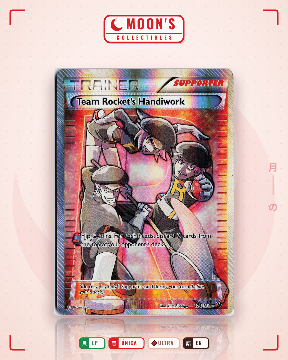Carta Pokémon Team Rocket's Handiwork · Fates Collide #124/124 (LP) — pieza única en Moon's Collectibles México