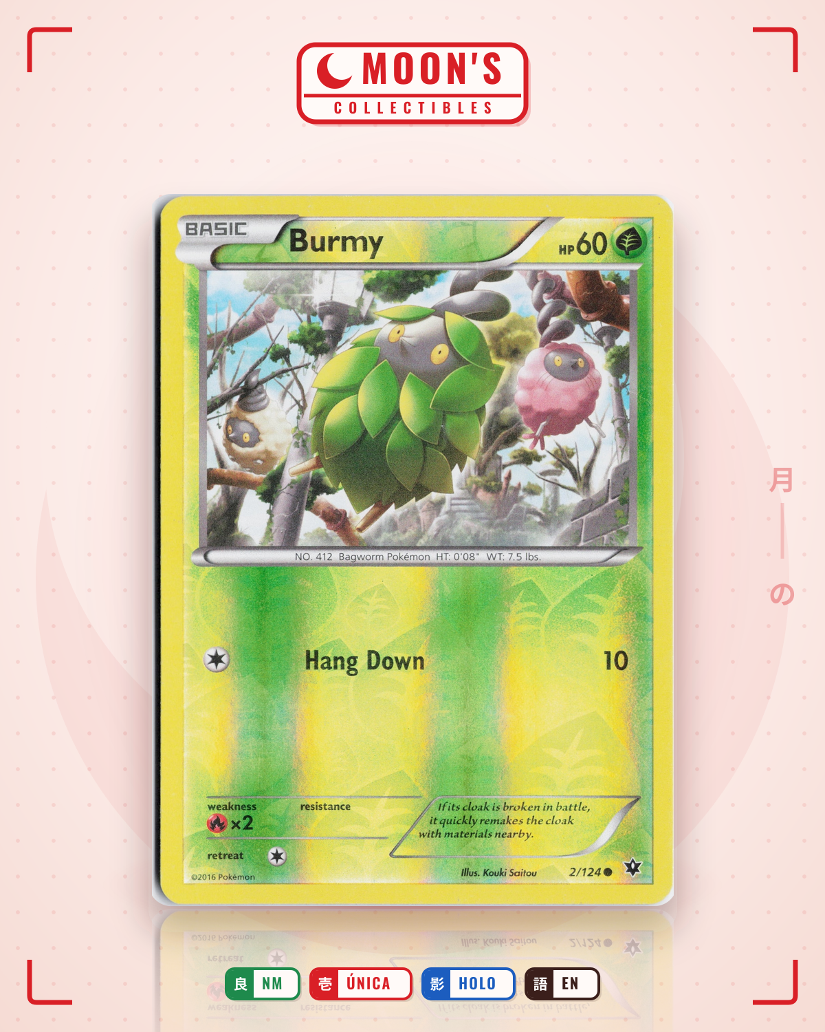 Carta Pokémon Burmy · Fates Collide #2/124 (NM) — pieza única en Moon's Collectibles México