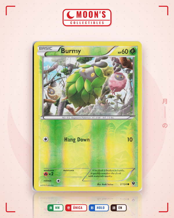 Carta Pokémon Burmy · Fates Collide #2/124 (NM) — pieza única en Moon's Collectibles México