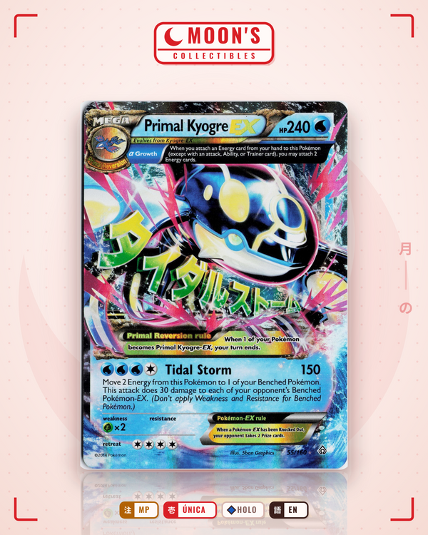 Carta Pokémon Primal Kyogre-EX · Primal Clash #55/160 (MP) — pieza única en Moon's Collectibles México
