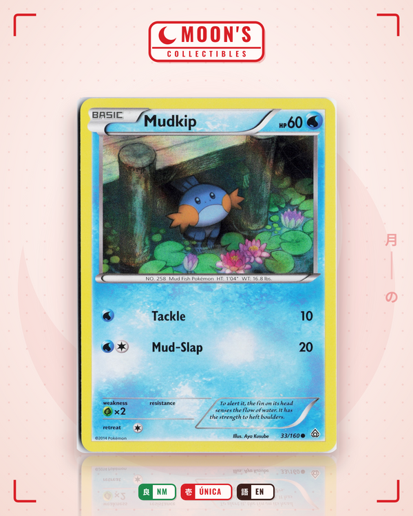 Carta Pokémon Mudkip · Primal Clash #33/160 (NM) — pieza única en Moon's Collectibles México