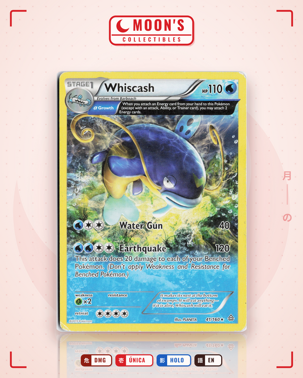 Carta Pokémon Whiscash · Primal Clash #41/160 (DMG) — pieza única en Moon's Collectibles México