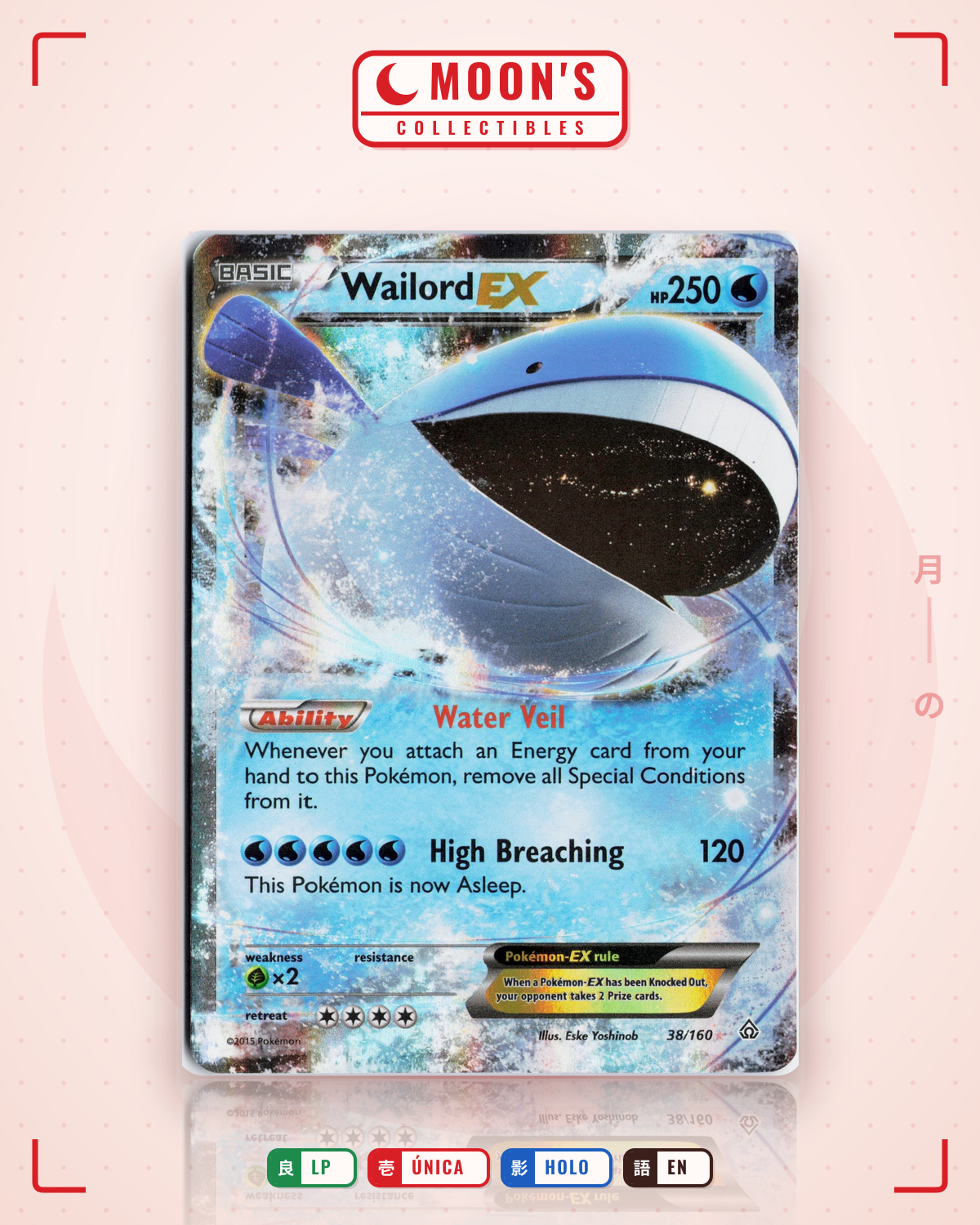 Carta Pokémon Wailord-EX · Primal Clash #38/160 (LP) — pieza única en Moon's Collectibles México