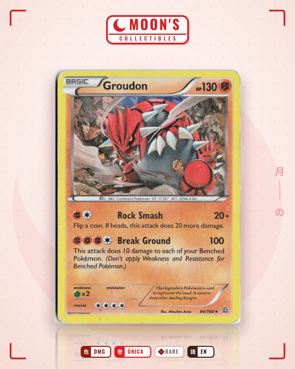 Carta Pokémon Groudon · Primal Clash #84/160 (DMG) — pieza única en Moon's Collectibles México