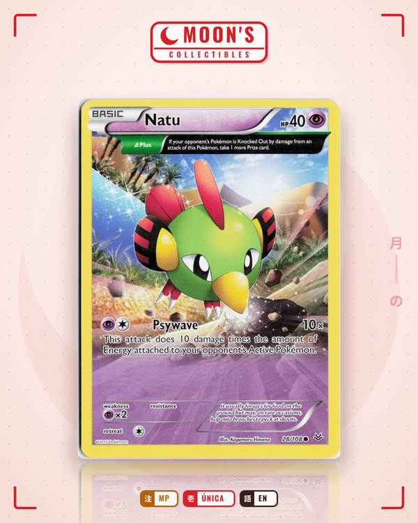 Carta Pokémon Natu · Roaring Skies #28/108 (MP) — pieza única en Moon's Collectibles México