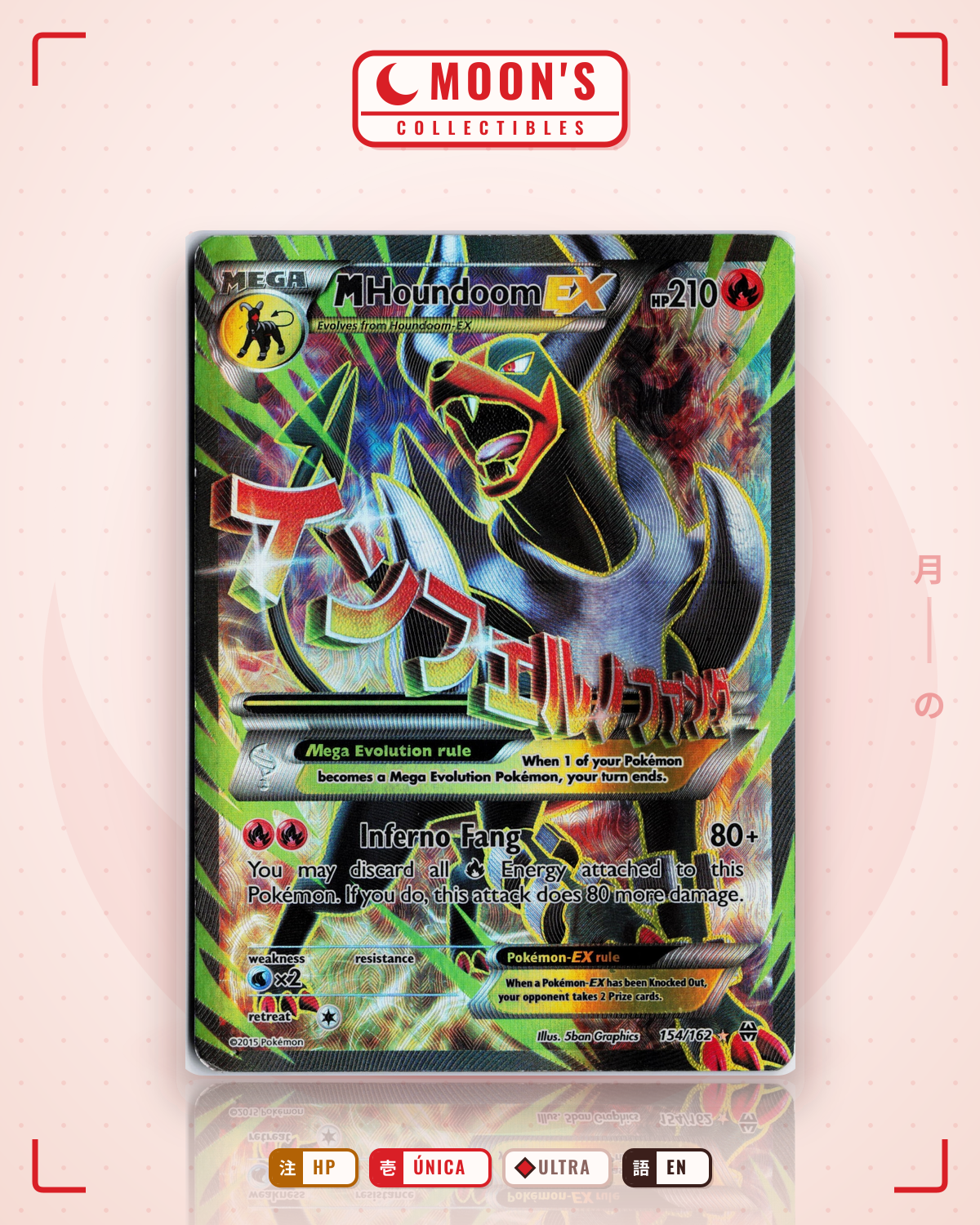 Carta Pokémon M Houndoom-EX · BREAKthrough #154/162 (HP) — pieza única en Moon's Collectibles México