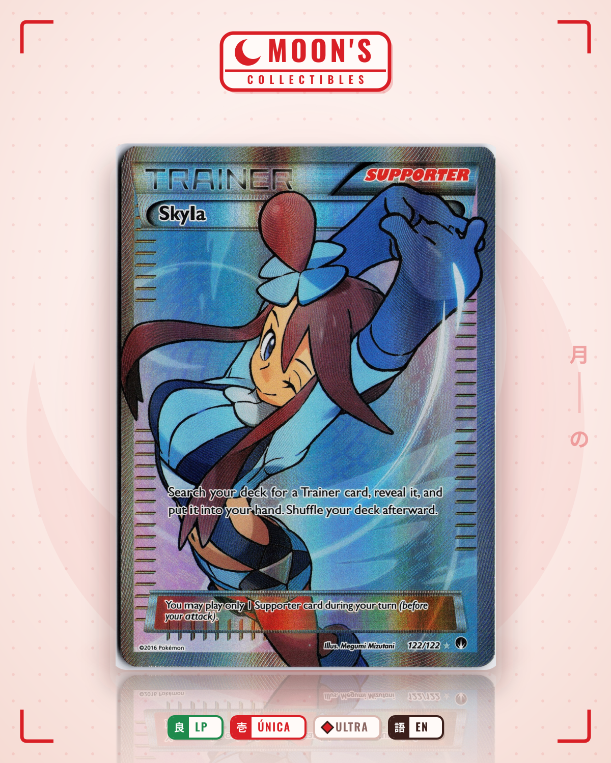 Carta Pokémon Skyla · BREAKpoint #122/122 (LP) — pieza única en Moon's Collectibles México