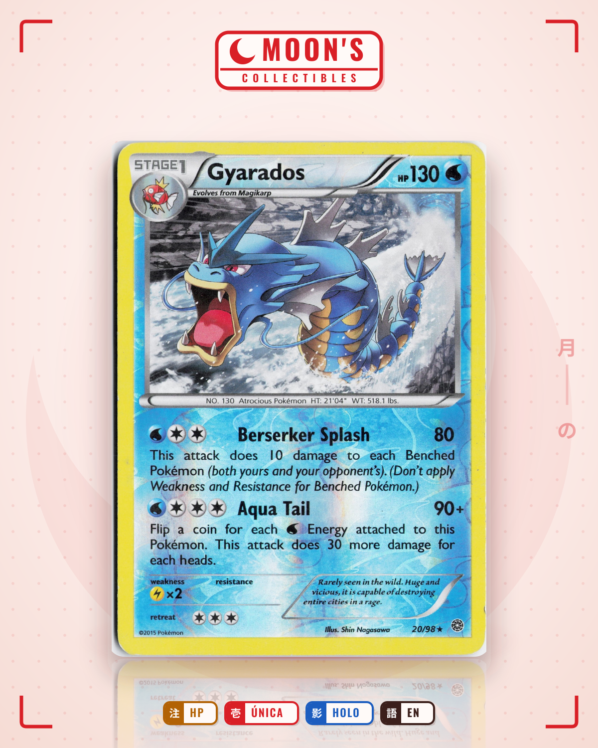 Carta Pokémon Gyarados · Ancient Origins #20/98 (HP) — pieza única en Moon's Collectibles México