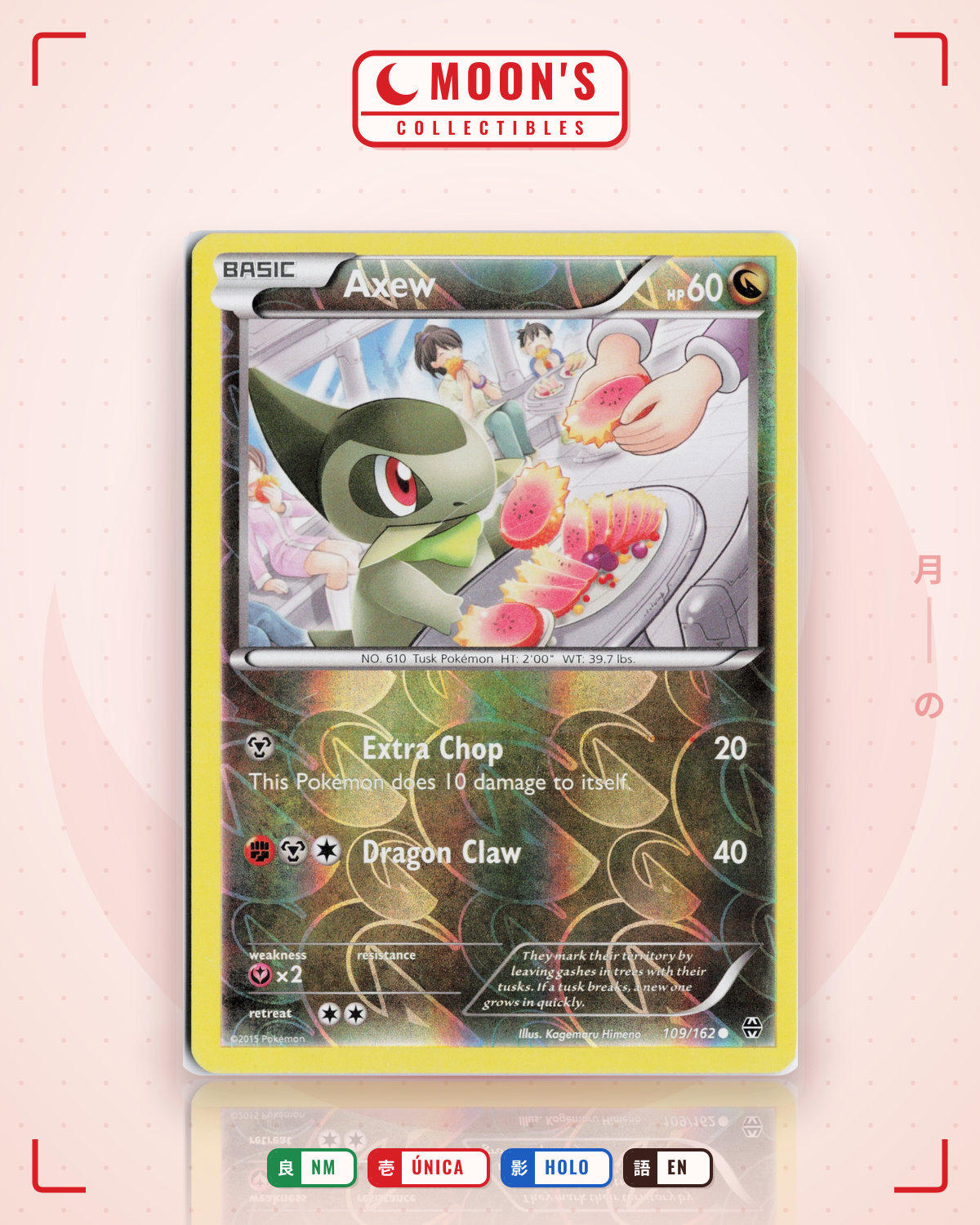 Carta Pokémon Axew · BREAKthrough #109/162 (NM) — pieza única en Moon's Collectibles México
