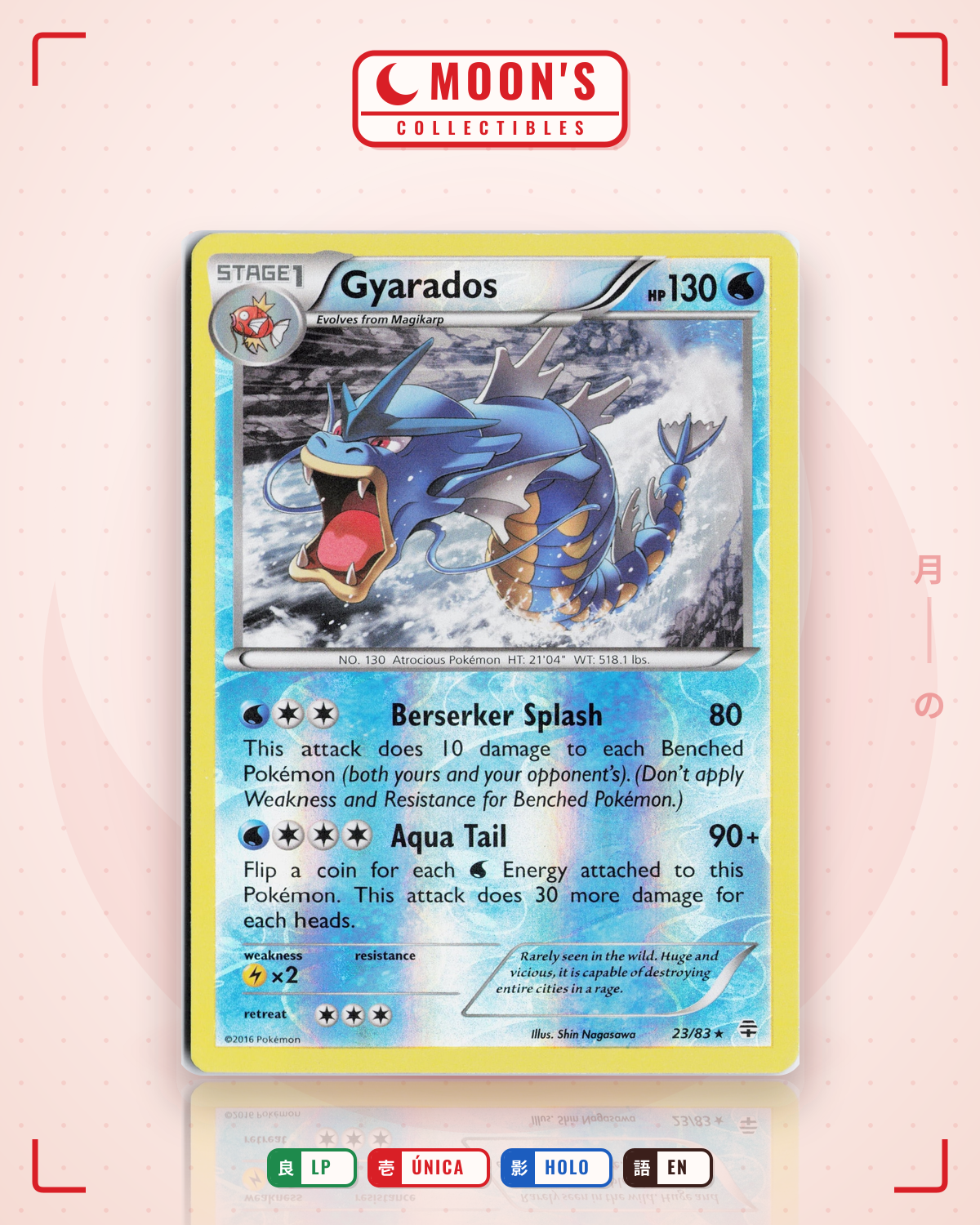 Carta Pokémon Gyarados · Generations #23/83 (LP) — pieza única en Moon's Collectibles México