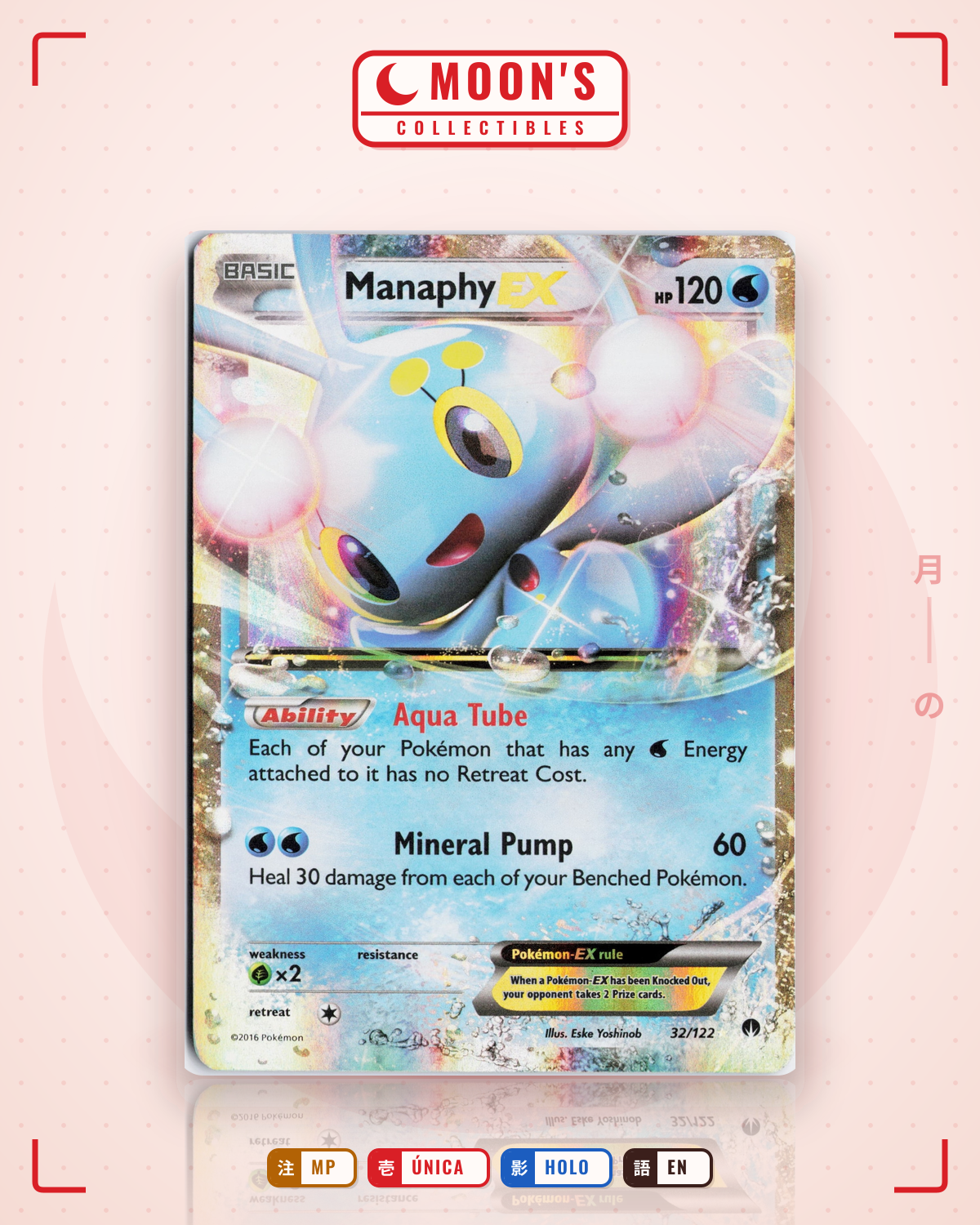 Carta Pokémon Manaphy-EX · BREAKpoint #32/122 (MP) — pieza única en Moon's Collectibles México