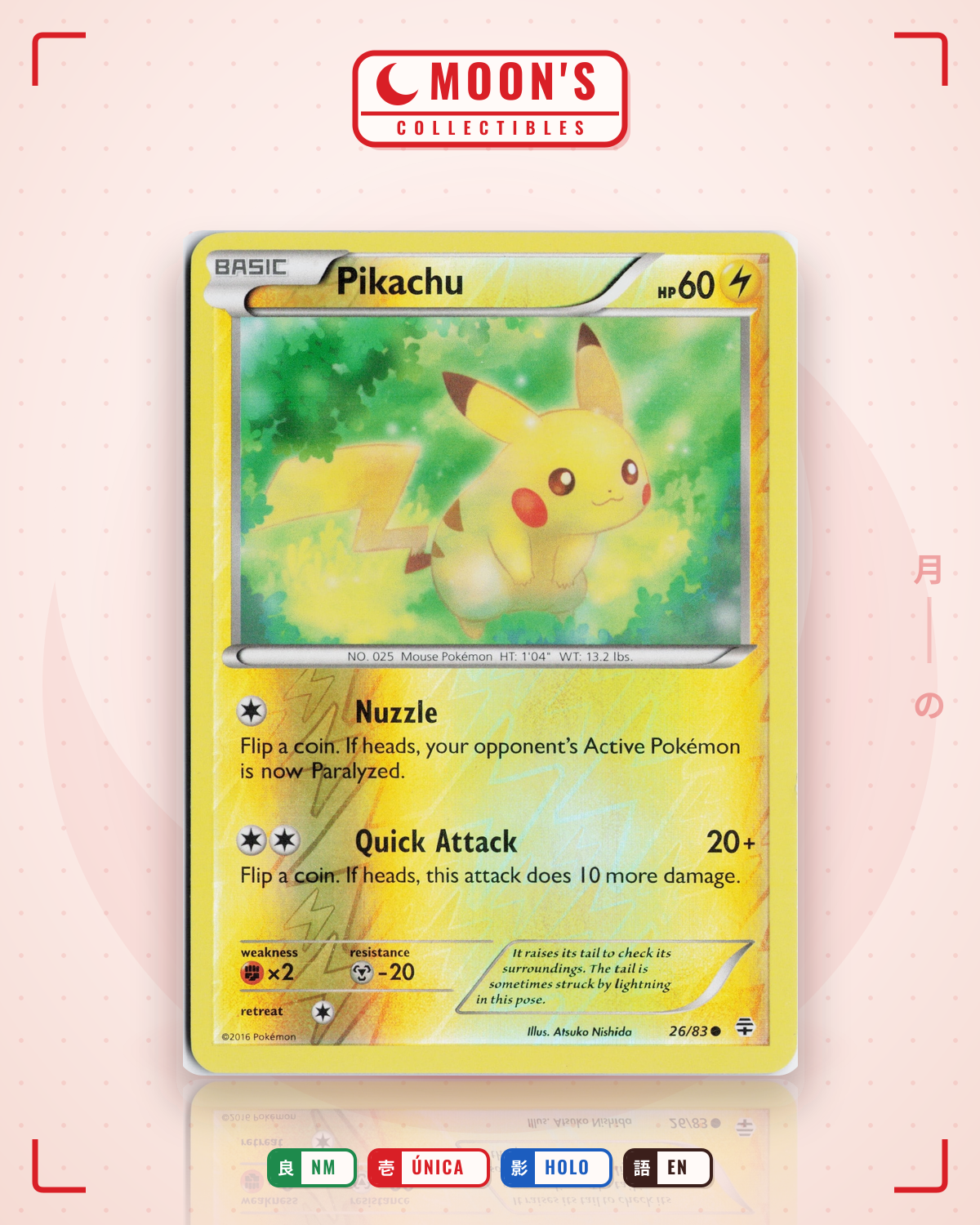 Carta Pokémon Pikachu · Generations #26/83 (NM) — pieza única en Moon's Collectibles México