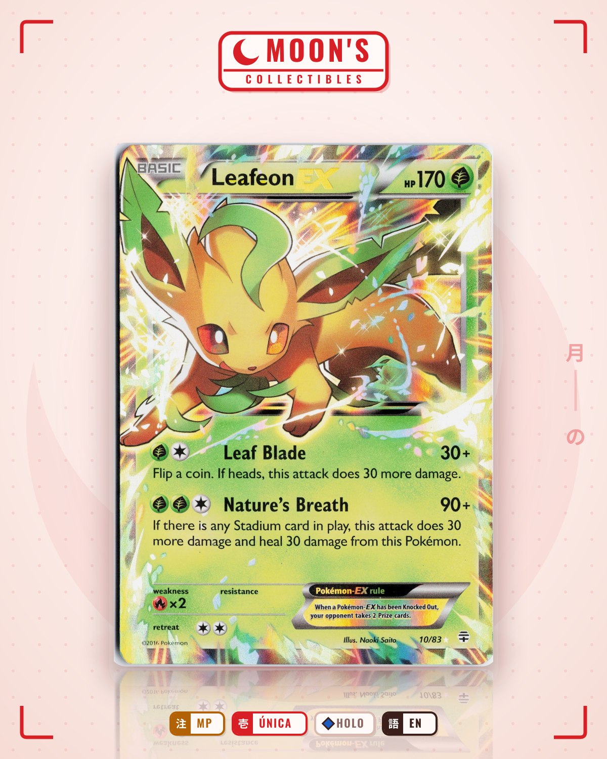 Carta Pokémon Leafeon-EX · Generations #10/83 (MP) — pieza única en Moon's Collectibles México