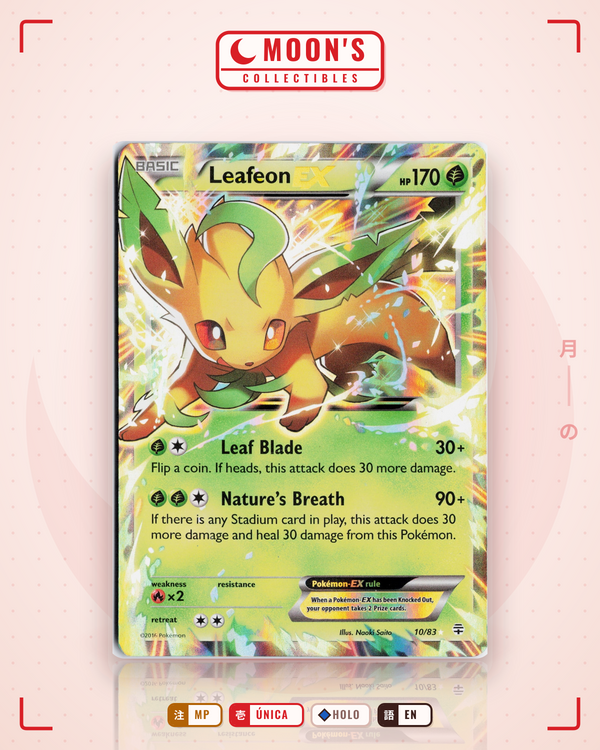 Carta Pokémon Leafeon-EX · Generations #10/83 (MP) — pieza única en Moon's Collectibles México