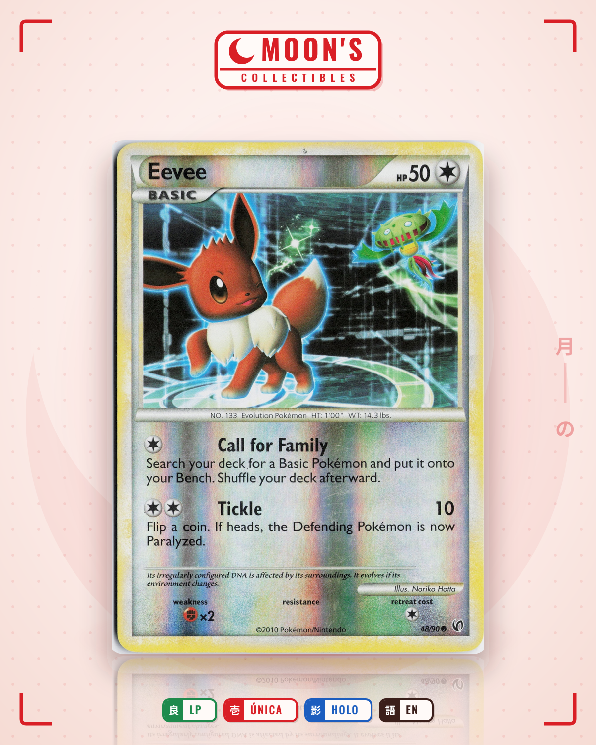 Carta Pokémon Eevee · HS—Undaunted #48/90 (LP) — pieza única en Moon's Collectibles México