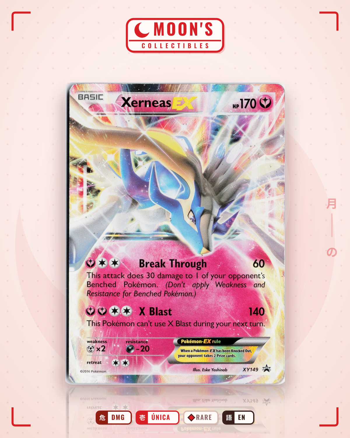 Carta Pokémon Xerneas-EX · XY Black Star Promos #XY149 (DMG) — pieza única en Moon's Collectibles México